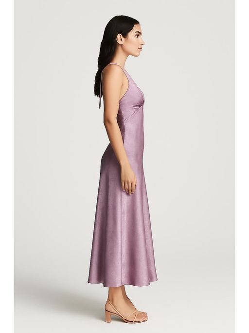 Buy Cider Purple Satin Floral V-Neck Knotted Ruffle Maxi Dress (XXS) Online Buy Cider Purple Satin Floral V-Neck Knotted Ruffle Maxi Dress (XXS) Online