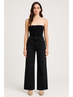 Cider - Black Denim High Waist Pocket Wide Leg Jeans