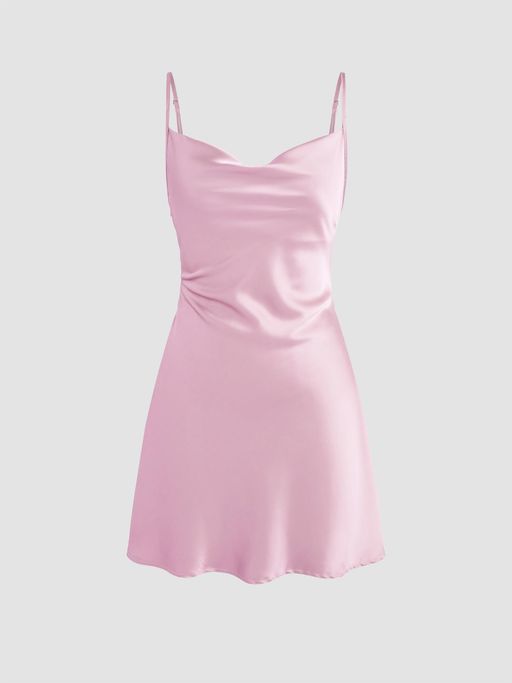cider pink satin dress Buy Cider Pink Satin Cowl Neck Ruched Butterfly Mini Dress (S) Online