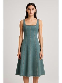 Cider - Blue Denim Ruffle Cami Maxi Dress
