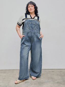 Cider - Denim Pocket Wide Leg Jumpsuit Curve & Plus
