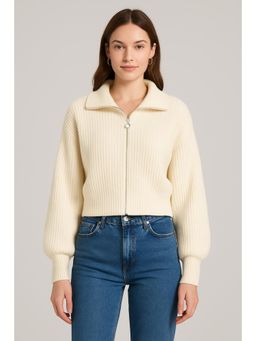 Cider - Solid Knit Polo Zipper Cardigan