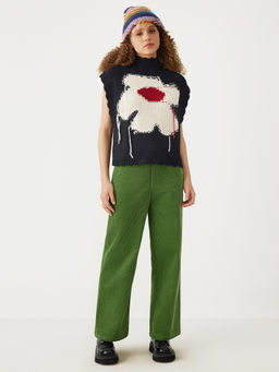 Cider - High Neck Flower Knitted Crop Vest