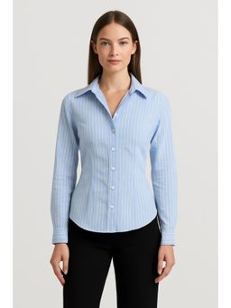 Cider - Collar Striped Long Sleeve Shirt