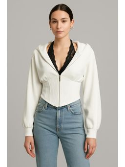 Cider - Rib Lace Halter Contrasting Binding Hoodie