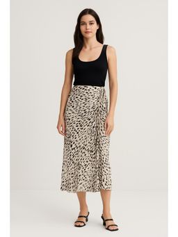 Cider - Spot Leopard Print Drawstring Split Maxi Skirt