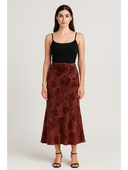 Cider - Mid Rise Floral Ruched Maxi Skirt