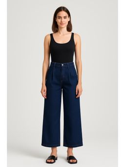 Cider - Denim High Waist Pleated Wide Leg Jeans
