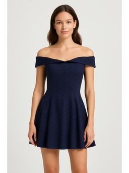 Cider - Broderie Anglaise Cotton Off-Shoulder Solid Mini Dress