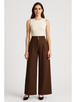 Cider - Button Mid Waist Wide Leg Pants