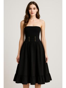 Cider - Mid Rise Solid Button Lace Up Ruffle Skirt