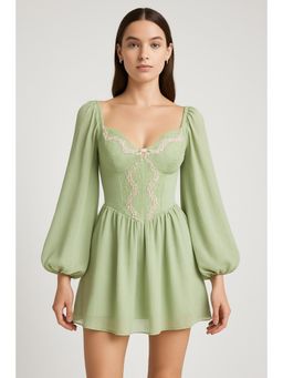 Cider - Cotton-blend Sweetheart Neckline Floral Embroidery Ruffle Mini Dress