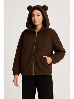 Cider - Teddy Fleece Jacket With Hood Curve & Plus