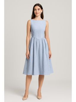 Cider - Cotton-blend Boat Neck Striped Ruffle Maxi Dress
