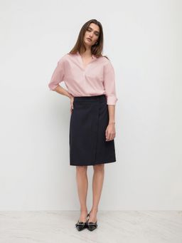 Cider - 100% Cotton Collar Roll-up Sleeve Shirt Bodysuit