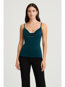 Cider - Cowl Neck Backless Chain Detail Cami Top
