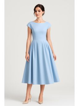 Cider - Boat Neck Cut Out Backless Ruffle Maxi Dress