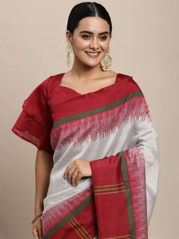 Odette - Bhagalpuri Silk Grey Printed Saree with Unstitched Blouse
