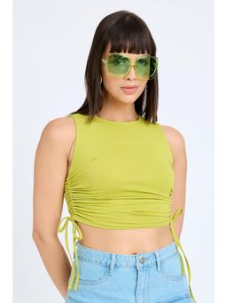 FREAKINS - Lime Green Drawstring Crop Top