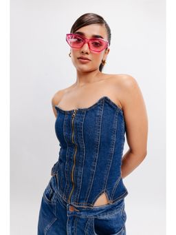 FREAKINS - Tie Up Indigo Corset Top