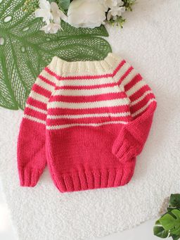 Woonie - Stripes Pink Baby Sweater