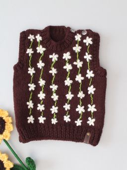 Woonie - Brown Infants Handknitted Embroidered Sweater