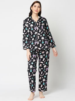Pyjama Party - Spa Time Womens Cotton Pyjama Set - Black