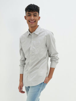 American Eagle - Men Grey Printed Slim Fit Everyday Button Up Shirt