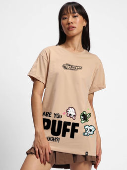 Bewakoof - Official Cartoon Network Merchandise Women Brown Graphic Printed Boyfriend T-shirt