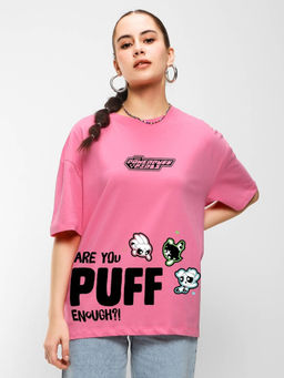 Bewakoof - Official Cartoon Network Merchandise Women Pink Graphic Printed Oversized T-shirt