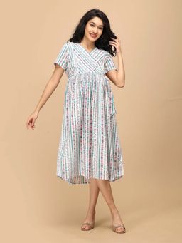 The Mom Store - Aarohi Block Bloom Maternity and Nursing Dress