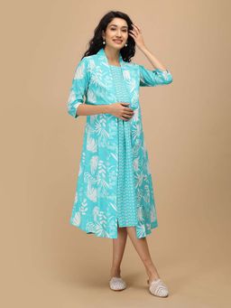 The Mom Store - Aqua With It Maternity and Nursing Dress with Shrug