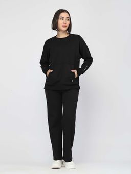 Zelena - Laya Maternity Sweatshirt and Ribbed Pant - Black