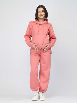 Zelena - Anaya Maternity Hoodie and Joggers - Coral