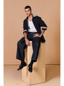 S&N by Shantnu Nikhil - Black Stripe Collar Shirt