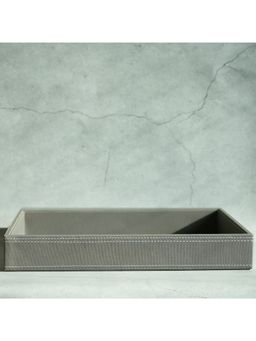 STOR - Stone Grey PU Leather Serving Tray