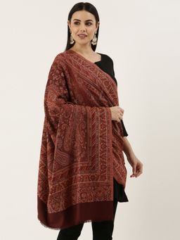 Pashmoda - Women Brown Woven Design Jamawar Shawl