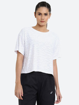 ASICS - W Cropped Logo Jacquard Ss White Womens T-shirts