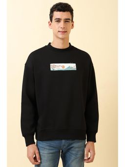 Allen Solly - Men Black Crew Neck Full Sleeves Casual Sweatshirt