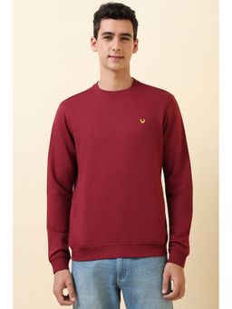 Allen Solly - Men Maroon Crew Neck Full Sleeves Casual Sweatshirt