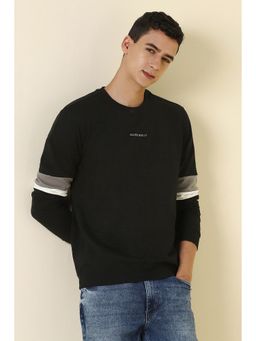Allen Solly - Men Black Crew Neck Full Sleeves Casual Sweatshirt