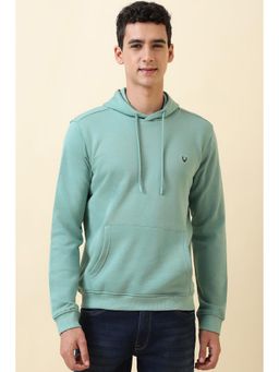 Allen Solly - Men Light Blue Hooded Neck Full Sleeves Casual Hoodie