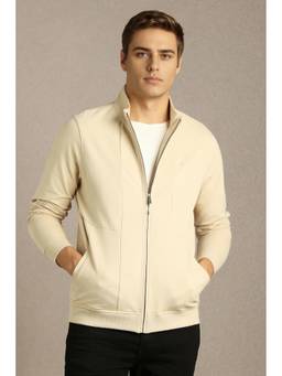 Louis Philippe - Men Casual Beige Solid Jacket