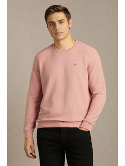 Louis Philippe - Men Casual Pink Textured Sweatshirt