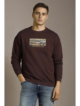 Louis Philippe - Men Casual Brown Graphic Print Sweatshirt