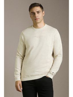 Louis Philippe - Men Casual Beige Print Sweatshirt