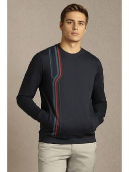 Louis Philippe - Men Casual Navy Stripe Sweatshirt