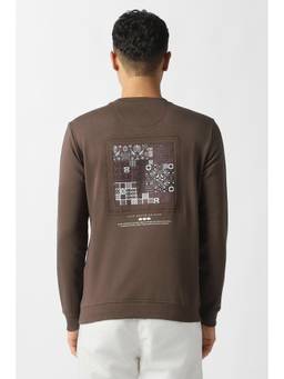 Van Heusen - Men Brown Graphic Print Crew Neck Sweatshirt