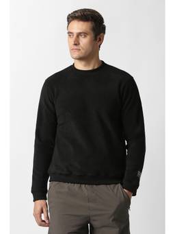 Van Heusen - Men Black Solid Crew Neck Sweatshirt