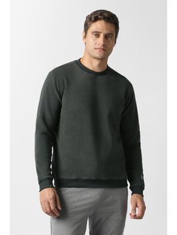 Van Heusen - Men Green Solid Crew Neck Sweatshirt